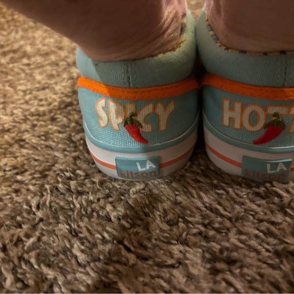 kitson Kids Slip-On Sneakers - Light Blue and Orange - Picture 6 of 10